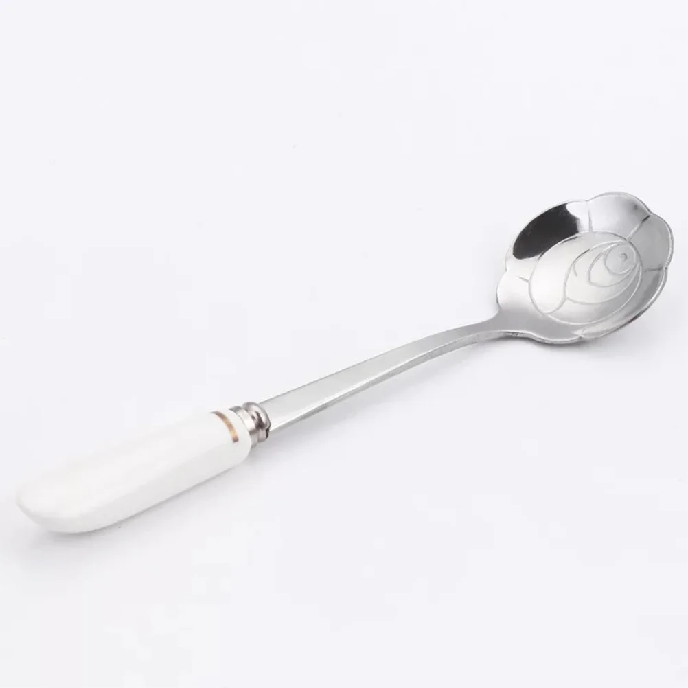 

3Pcs Coffee Stirring Spoons Ceramic Handle Stainless Steel Petal Shaped Long Mixing Spoons for Milk Tea Cocktail Honey Dessert