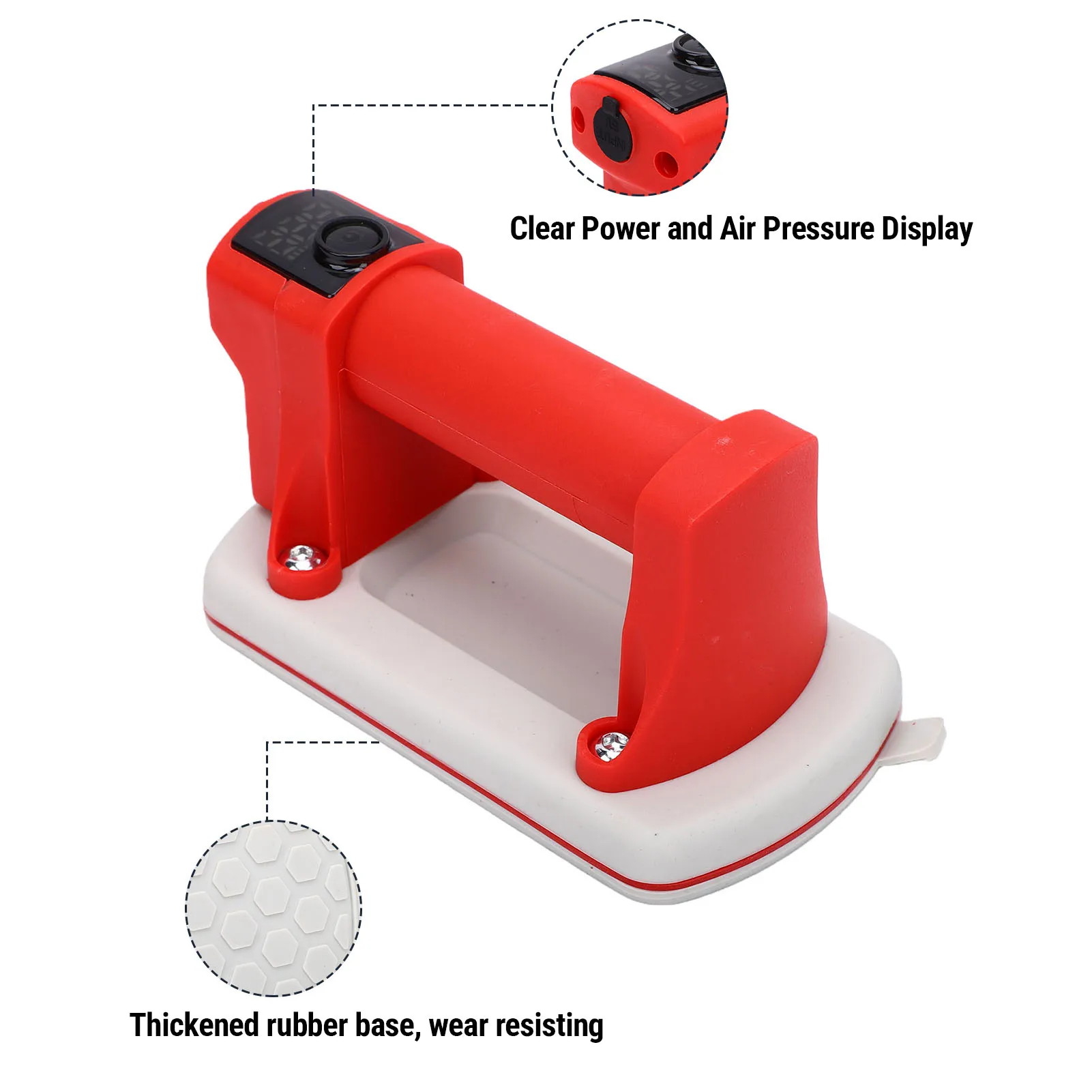 Electric Vacuum Suction Cup Tile Suction Cup Lifter 90kg Digital Display Vacuum Lifter for Glass Tile Metal Stone Auto Inflate
