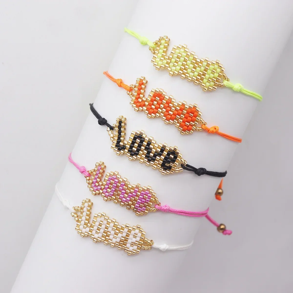 ZGMXR Bohemia Design Rice Bead Bracelet 'LOVE' Letter Hand Knitting Adjustable Simple Beaded Female Fashion Accessory