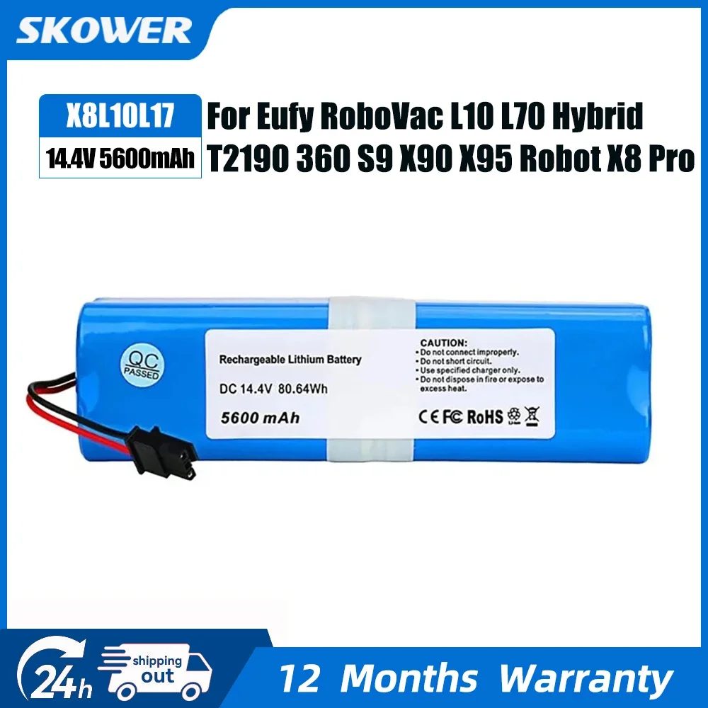 SKOWER 6400mAh Akku für Staubsaugerroboter Eufy RoboVac L10 L70 Hybrid T2190 Robot X8 Pro SES Qihoo 360 S9 X90 X95