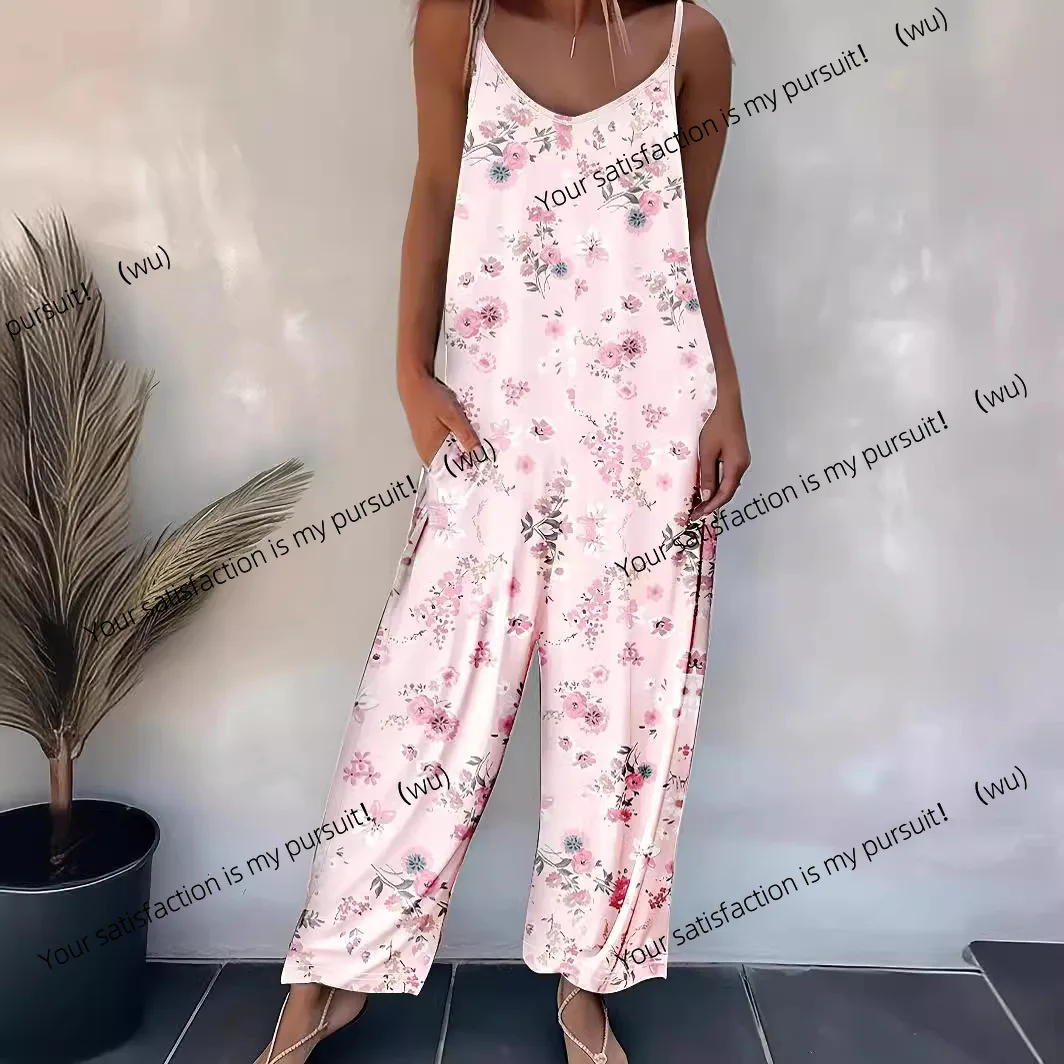 Primavera y verano pantalones casuales con tirantes para mujer otoño nuevo mono sin mangas estampado para mujer