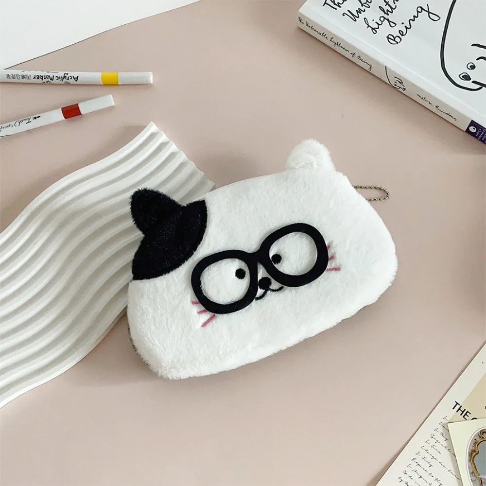 

New Glasses Kitten Pencil Case Cartoon Puppy Large Capacity Pencil Bag Stationery Box