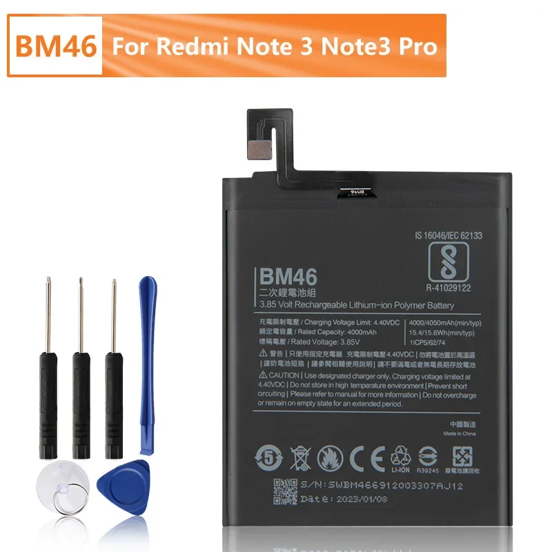 Replacement Phone Battery BM46 For Xiaomi Redmi Note 3 Redmi Note 3 Pro Redmi Note3 Note 3 Pro 4050mAh