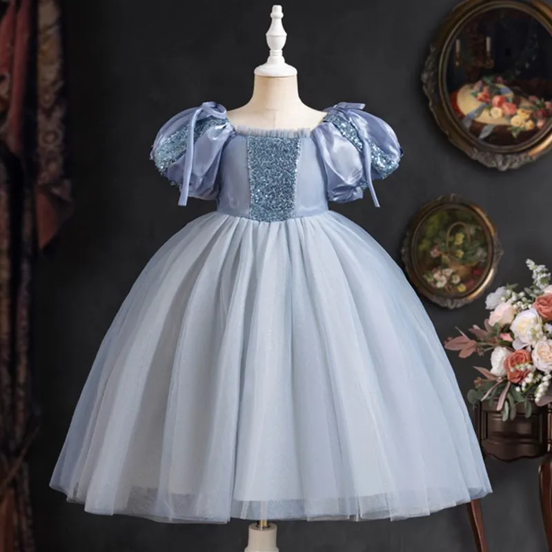 

Kids Birthday Party Dresses for Little Girl Size 3 To 8 Years Prom Sequin Dress 2024 Luxury Gowns Bow Evening Formal Frock