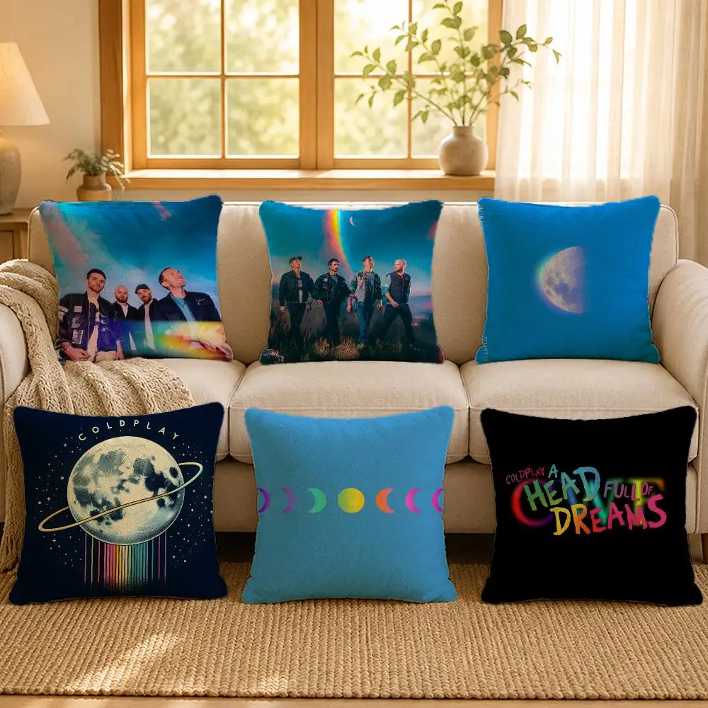Band Coldplay Pop Rock Music Cushion Cover Personalized Short Plush Soft Bedroom Sofa Home Decor Gift