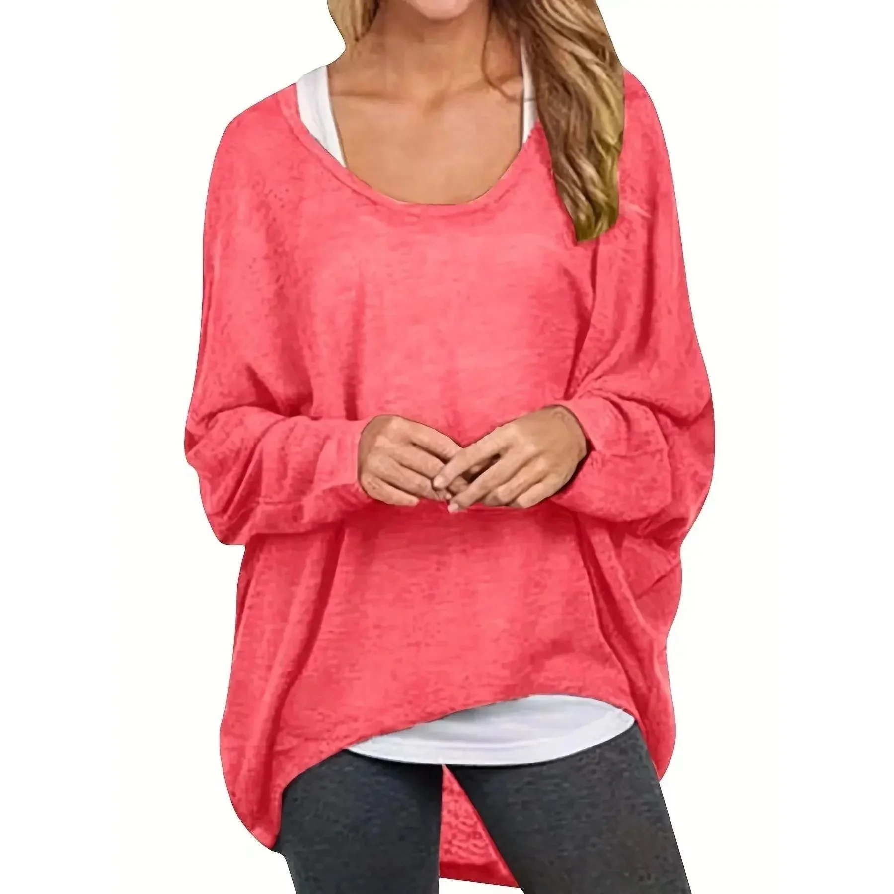 

plus Size Women's XL-5XL Faion Bat Sve Pullover T-irt Comfortable Casual Sle for Pear aped Body Winter Season