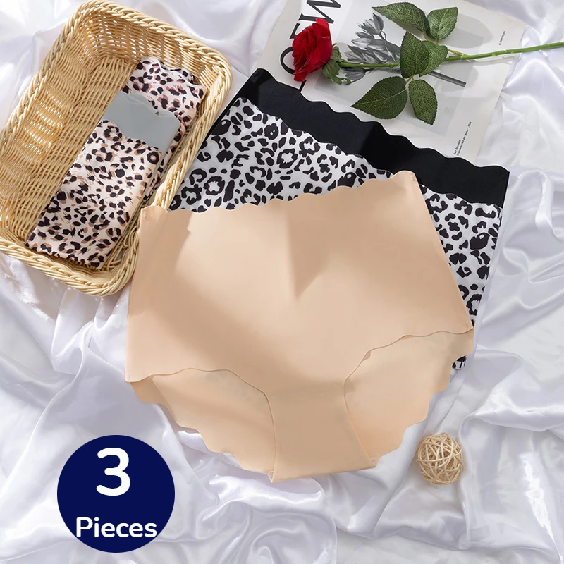 WarmSteps 3PCS Plus Größe frauen Höschen Nahtlose Weibliche Unterwäsche High-Taille Slips Damen Atmungsaktive Leopard Mode Dessous