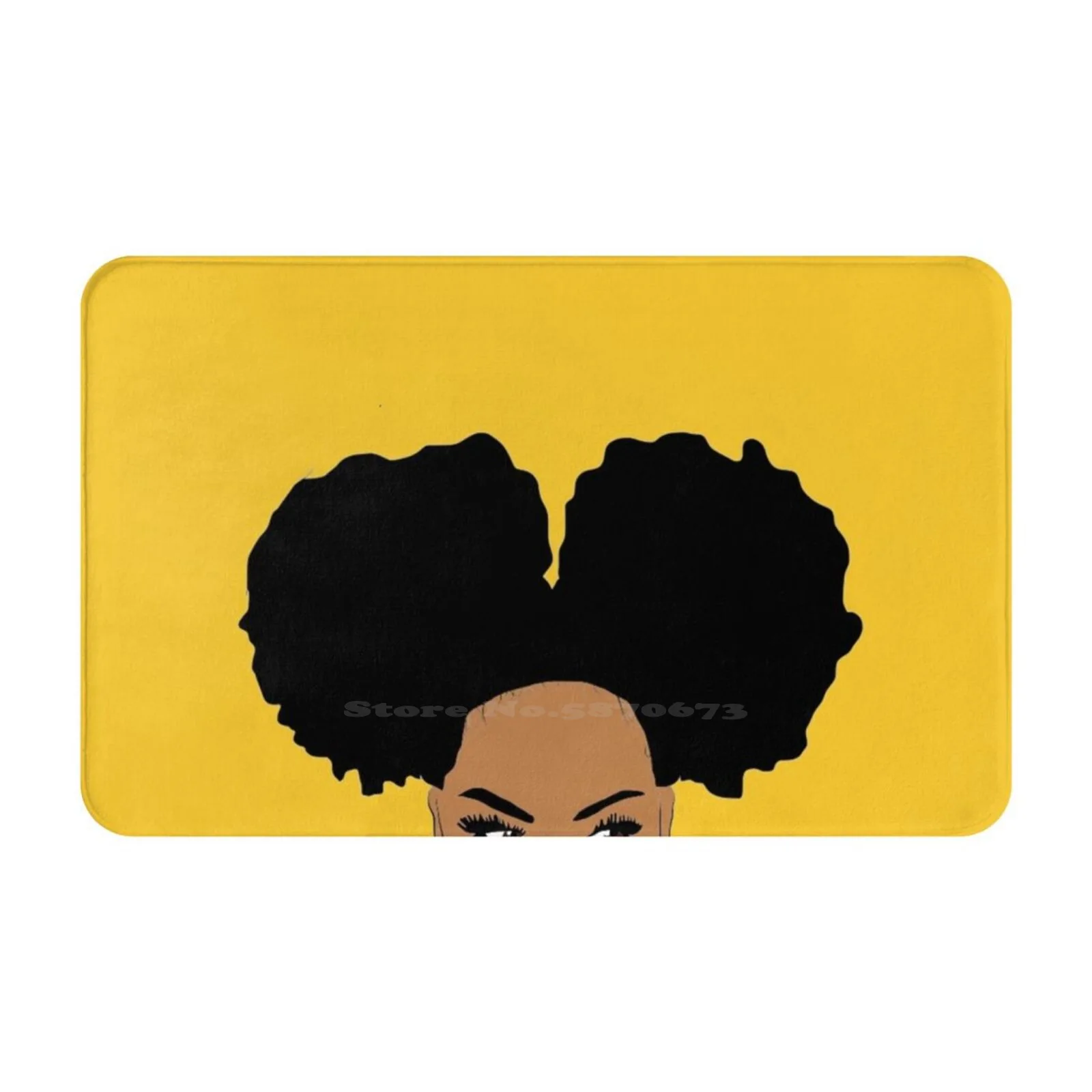 Two Puff 3D Household Goods Mat Rug Carpet Foot Pad Blackgirl Black Girl Magic Natural Hair Black Hair Brown Eyes