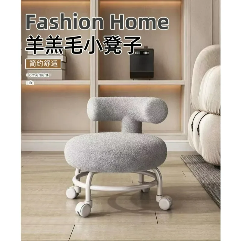 Professional Barber Chairs for Hairdressing, Household Pulley Low Stool with Baby, Lamb Wool Roller StoolGoods in stock