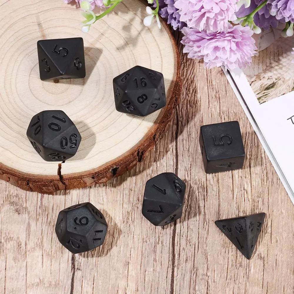 7Pcs/Set New Polyhedral Black Dice Set Game Dice For TRPG DND Accessories Polyhedral Dice For Board Card Game Math Games