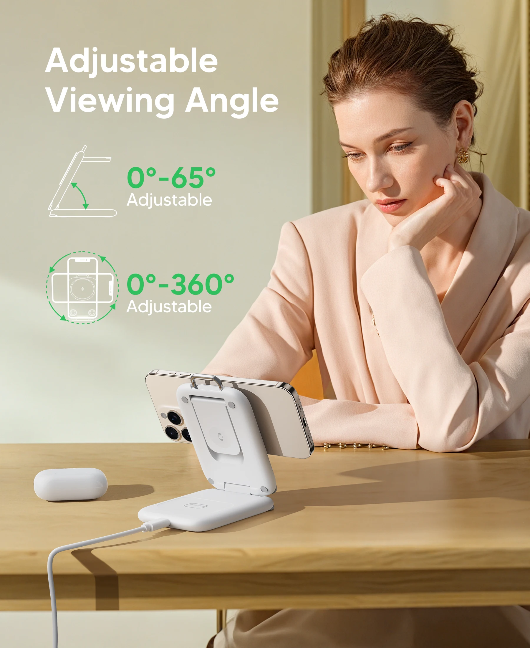 PaktVault 2025 محطة شحن لاسلكية سريعة للسفر لأجهزة Apple، حامل شاحن MagSafe مغناطيسي 3 في 1 للسفر لجهاز iPho