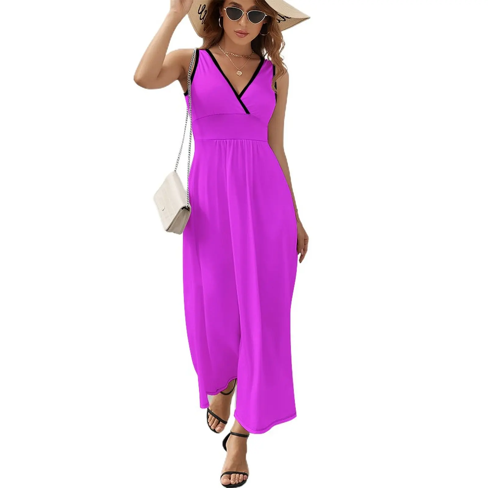 

Cheap Solid Bright Neon Pink Color Sleeveless Dress summer dress daily luxury women's party dress evening prom