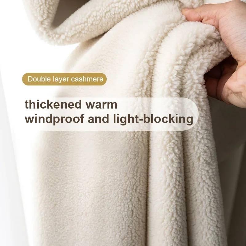 Lamb Wool Curtains Thickened Warm Windshield Blackout Shading Living Room Attic Bedroom Bay Window Cold Resistance