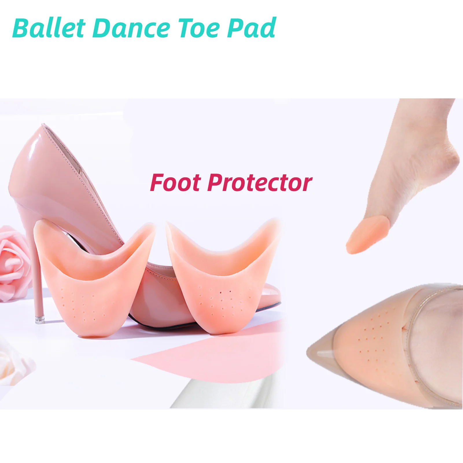 Soft Silicone Gel Pointe Ballet Dance Shoe Toe Pads Foot Care Tool Sole Toe Protector Breathable Hole Dancer Runner Insert