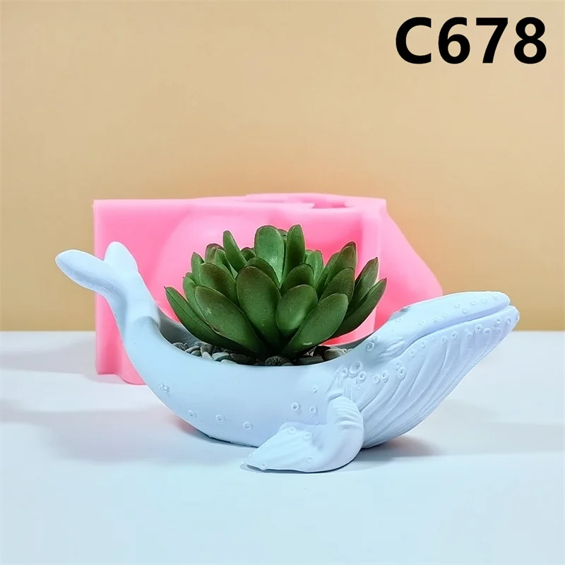 

Big Whale succulent plant flowerpot resin silicone mold marine animal whale storage box candle cup concrete cement gypsum mold