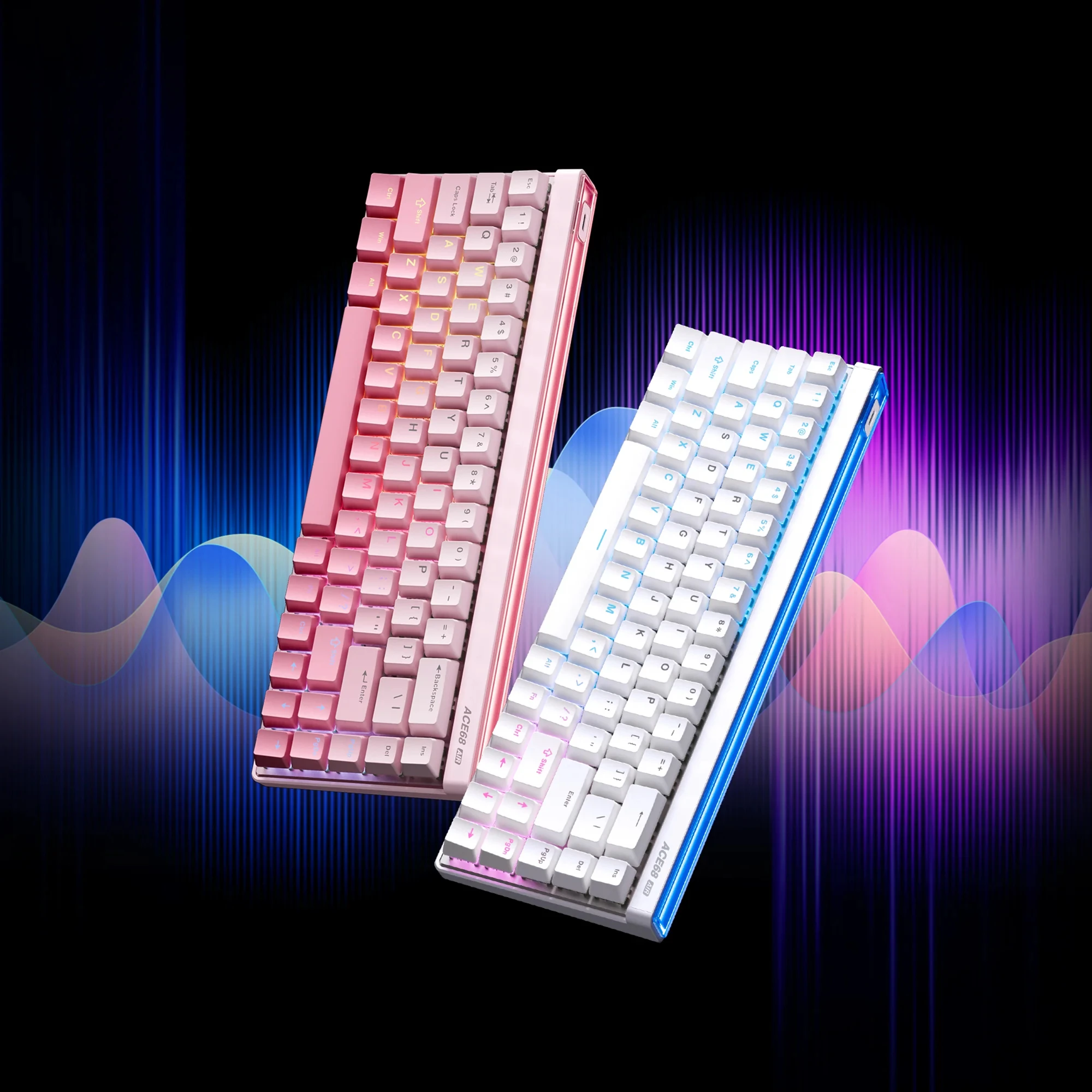 Mchose Ace68 Air Gaming Keyboard Hall Effect 0.001mm الزناد السريع 8K + 256K معدل الاستقطاب الديناميكي RGB صندوق إضاءة مغناطيسي
