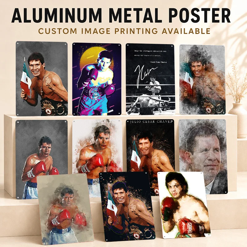Julio Cesar Chavez Textured Posters Customized Aluminum Metal Sign Premium Victory Spirit Design Wall Art For Gym And Fight Fans