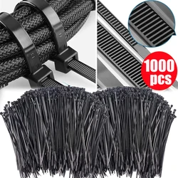 1000/100Pcs Nylon Cable Ties Adjustable Self-locking Cord Ties Straps Fastening Loop Reusable Plastic Wire Ties For Home Office