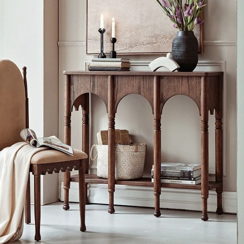 

Entrance table Solid wood art Vintage American corridor shelf Participating table French aisle display shelf