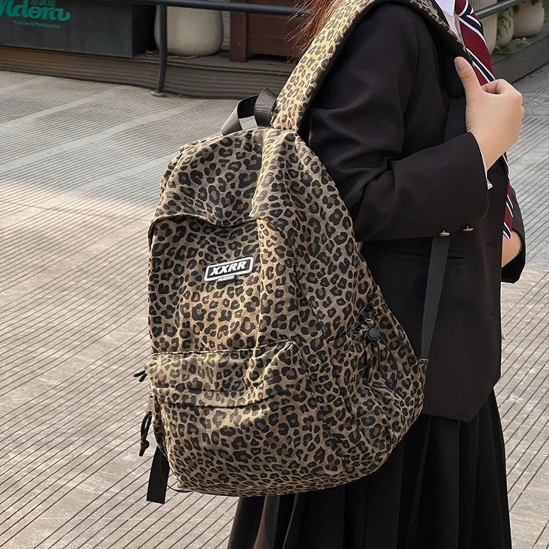 Mochila para estudiantes universitarios, mochila de viaje para ordenador para estudiantes de escuela ligera con estampado de leopardo para estudiantes de secundaria
