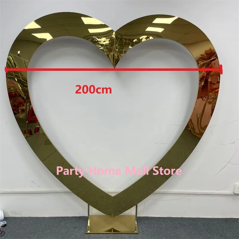 Herzförmige Edelstahlbögen, Hochzeitsbühnendekoration, Willkommensbereich, Hintergrund, Gold, Silber, Neu – Detail 1