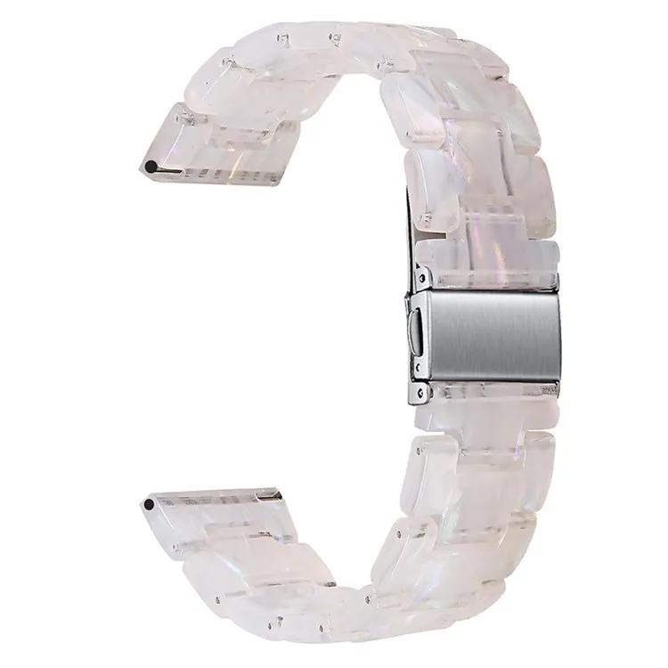 

For Fossil Gen5 Carlyle / Gen 5 Julianna / Gen 5 Garrett / Gen 5 Carlyle HR 22mm Resin Bracelet Wristband 3 Beads Strap Replacem