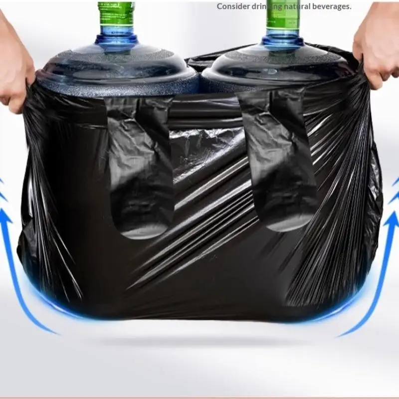 ~100Pcs Black Vest Plastic Bag Household Thickened Home Kitchen Office Clean Garbage Bin Disposable With Handle Plastic Bags