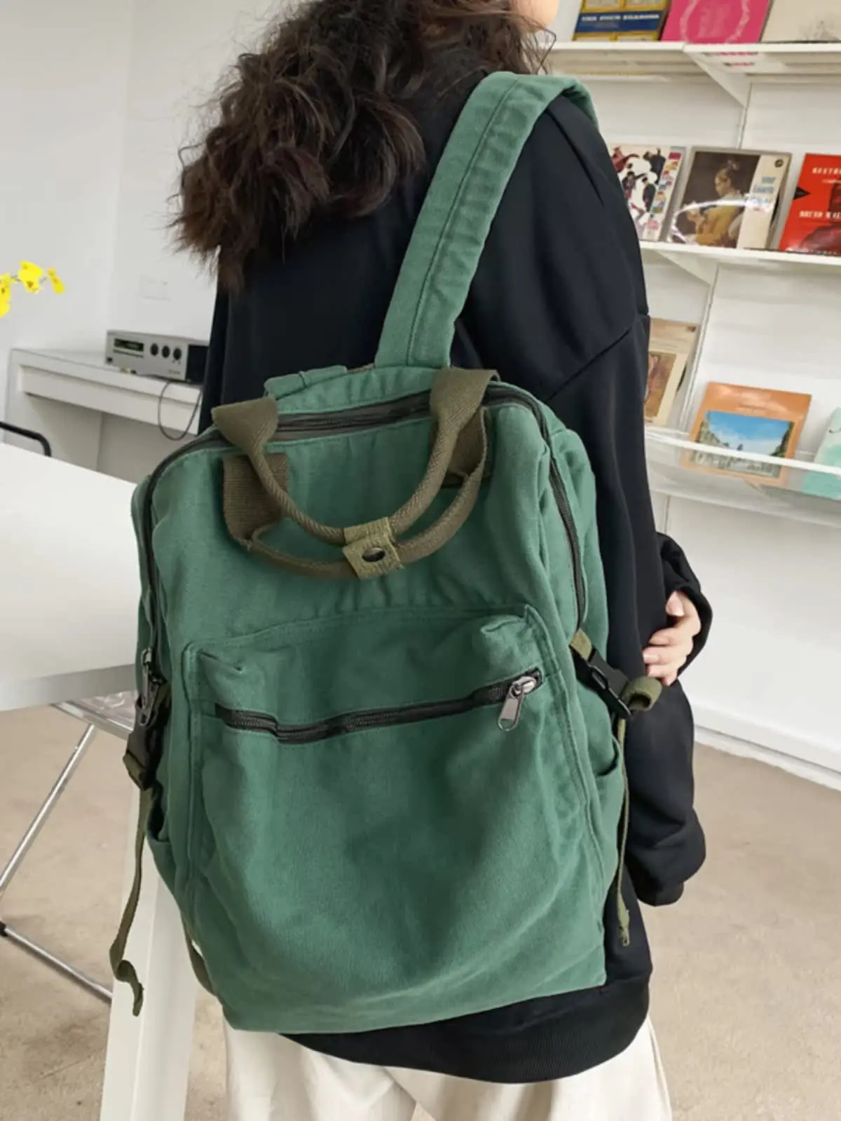 

Casual Canvas Bapa for Women College Students Traveling Retro Sle Double oulder Bag School Supplies Handbag Tote