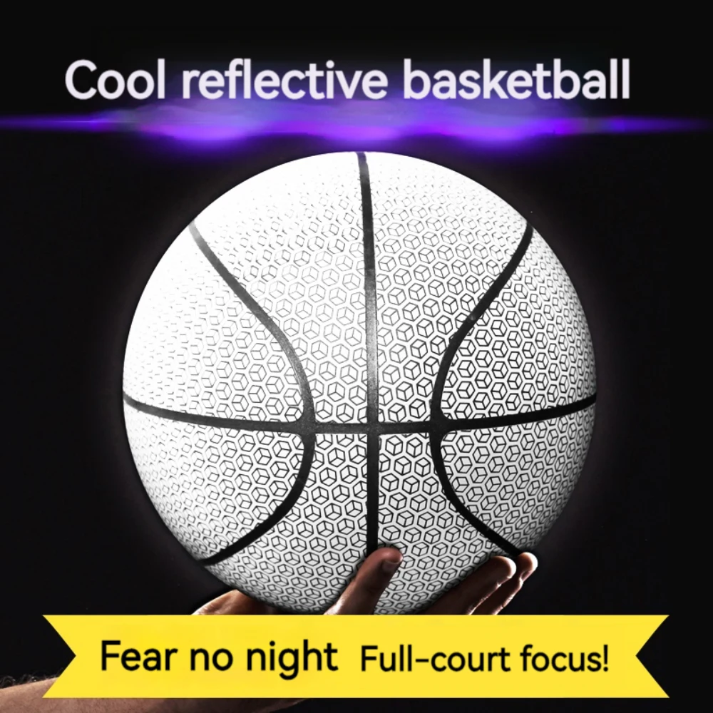 Pinjian Cool Reflective Basketball Water-resistant Soft Leather Discoloration Basketball Gift For Children