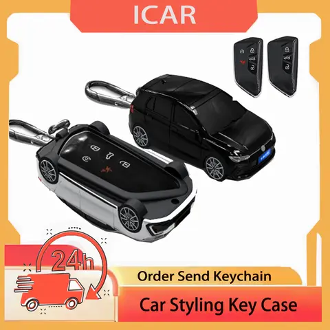 ICAR for Golf 8 Car Models Styling Key Case for VW Mk8 GTI GTD R ID3 ID4 2020 2022 2024 3 5 Button Key Cover Fob Holder Keychain