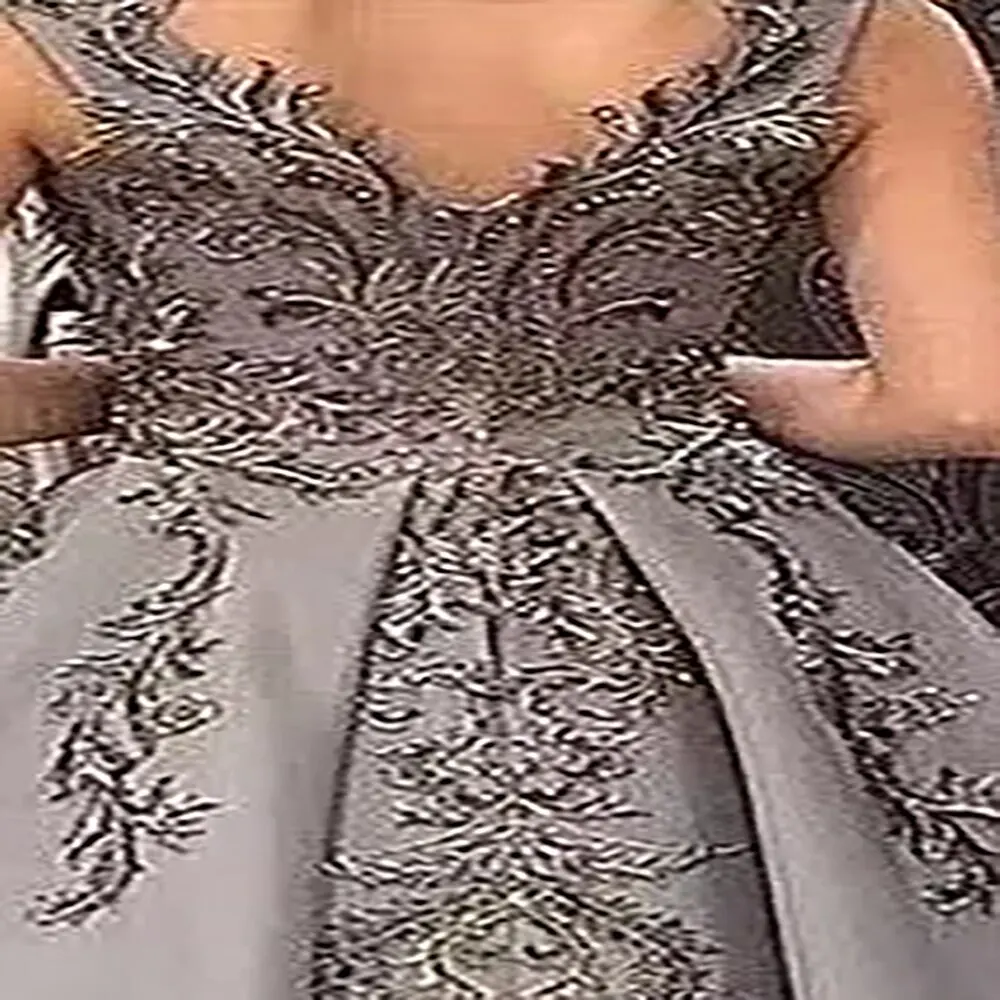 Vestido De noche largo De satén gris para mujer, traje Formal De noche, elegante, con apliques, sin mangas, para fiesta De graduación, 2023