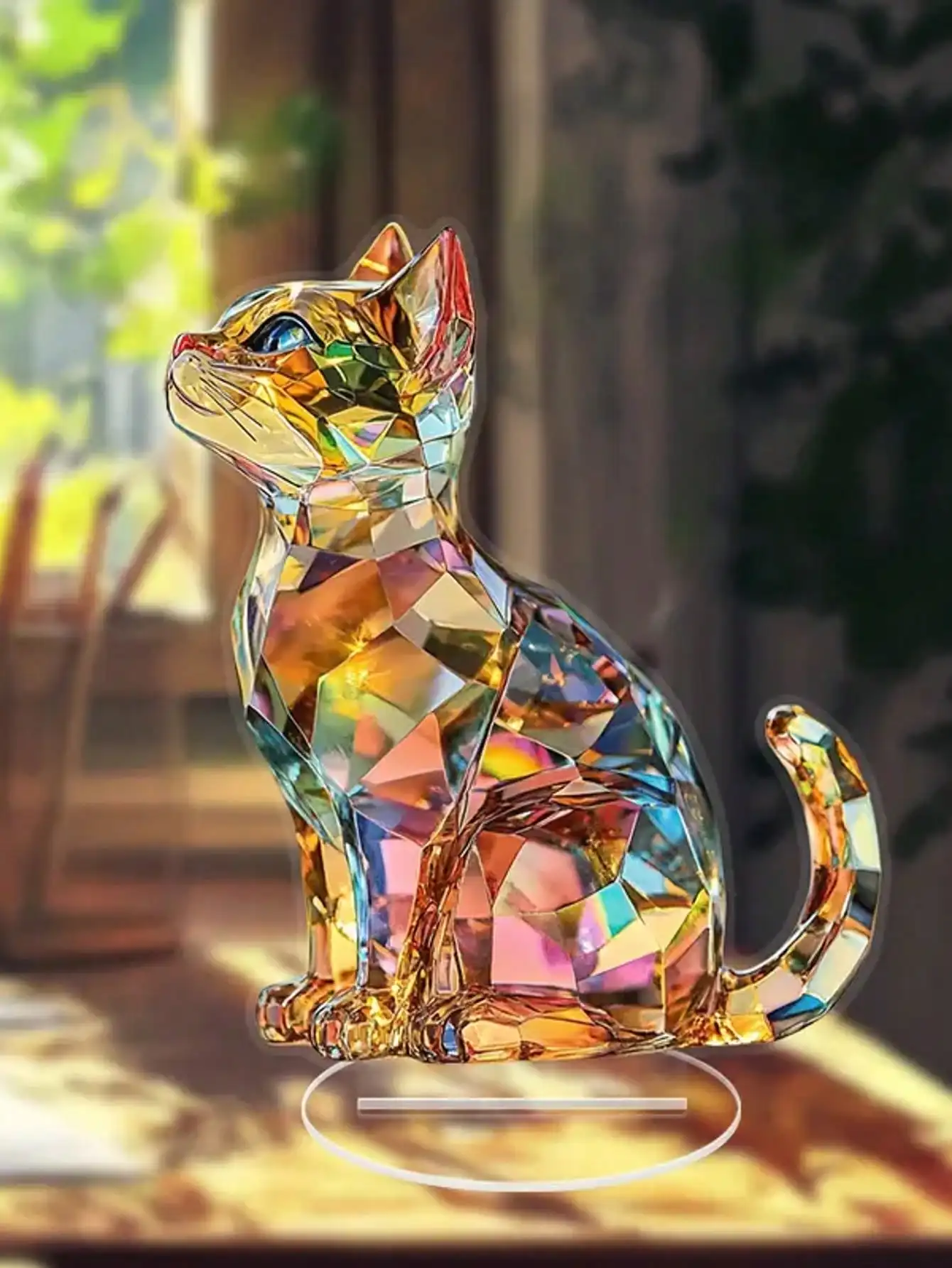 Escultura artística de gato de cristal 1, bonita decoración de escritorio para el hogar, regalo Ideal para familiares y amigos, adecuada para decoración de dormitorio