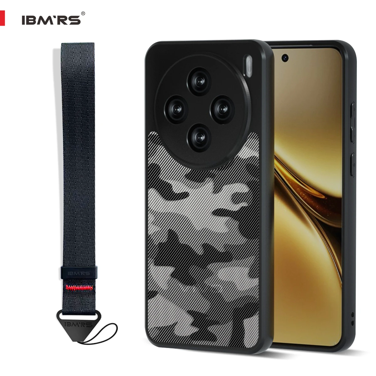 for Vivo X200/X200S/X200 Pro/X200 Pro mini/X200 Ultra Case with Wrist Strap, Military Camo Shockproof Anti-Fingerprint Cover