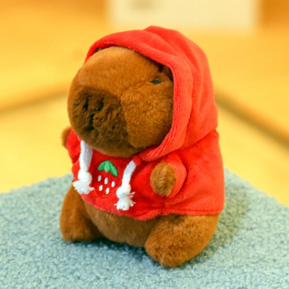 Cute Capybara Plush Toy Keychain Small Size Hoodie Simulation Doll Stuffed Animals Anime Fluffty Toy Plush Pendant Birthday Gift