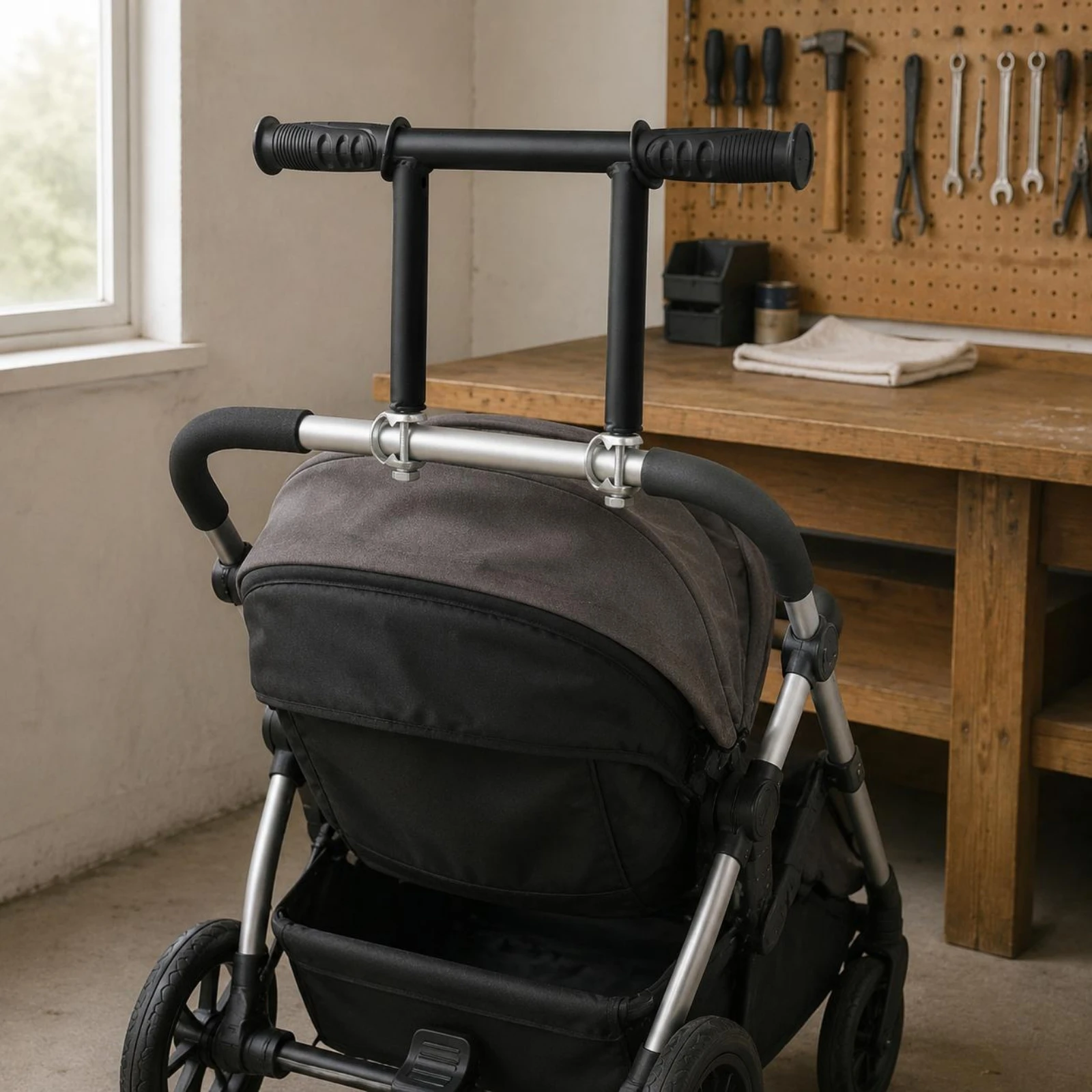 

Stroller Handle Extender Clamp Mount Stroller Push Handle Baby Gear Accessory Ergonomic Carry Add-on Detachable