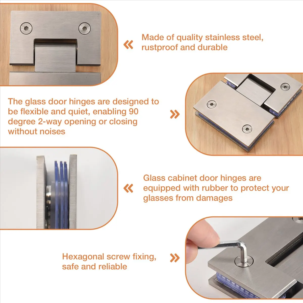 

ABJS Усиленная петля для стеклянных дверей на 180 градусов, для витрин и душевых кабин, сменные детали из нержавеющей стали