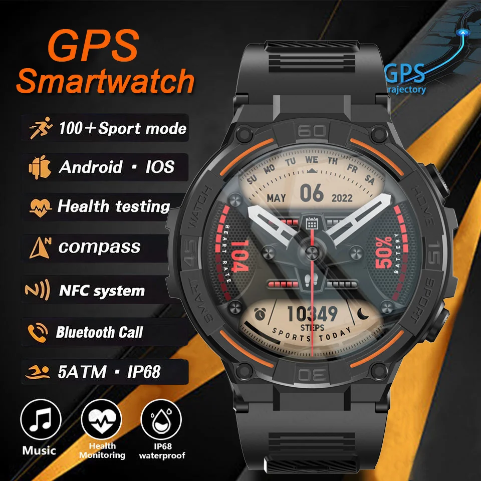 

Новинка 2025 года, умные часы, военные спортивные мужские фонарики, мониторинг здоровья, водонепроницаемые, пульсометр, BT Call, умные часы для Android IOS