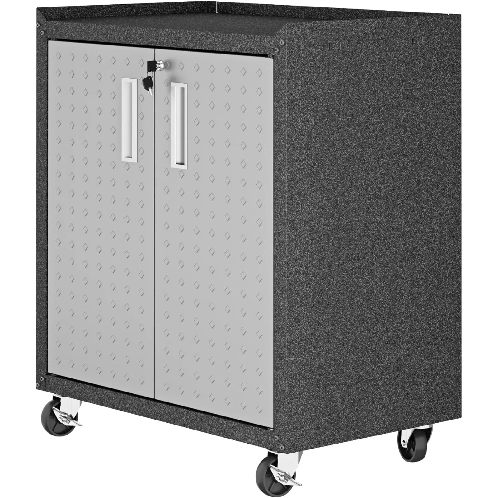 

US Fortress Rolling 2 Door Garage Storage Cabinet, Black/Gray