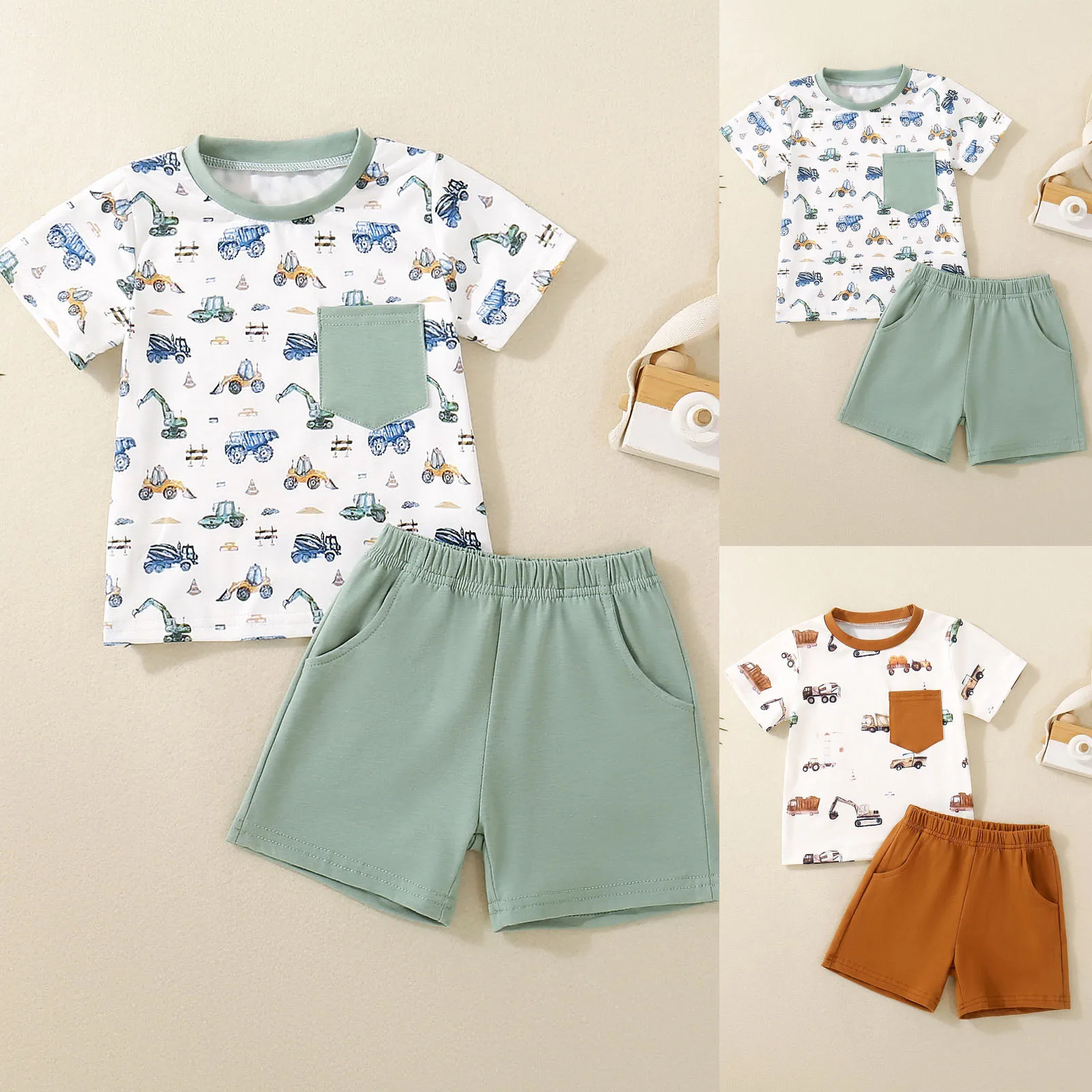 5t الصبي الملابس الخريف الفتيان قصيرة الأكمام السراويل دعوى مريحة لينة تنفس المألوف لطيف الكرتون طباعة الصبي 9 12 شهر الصبي #5