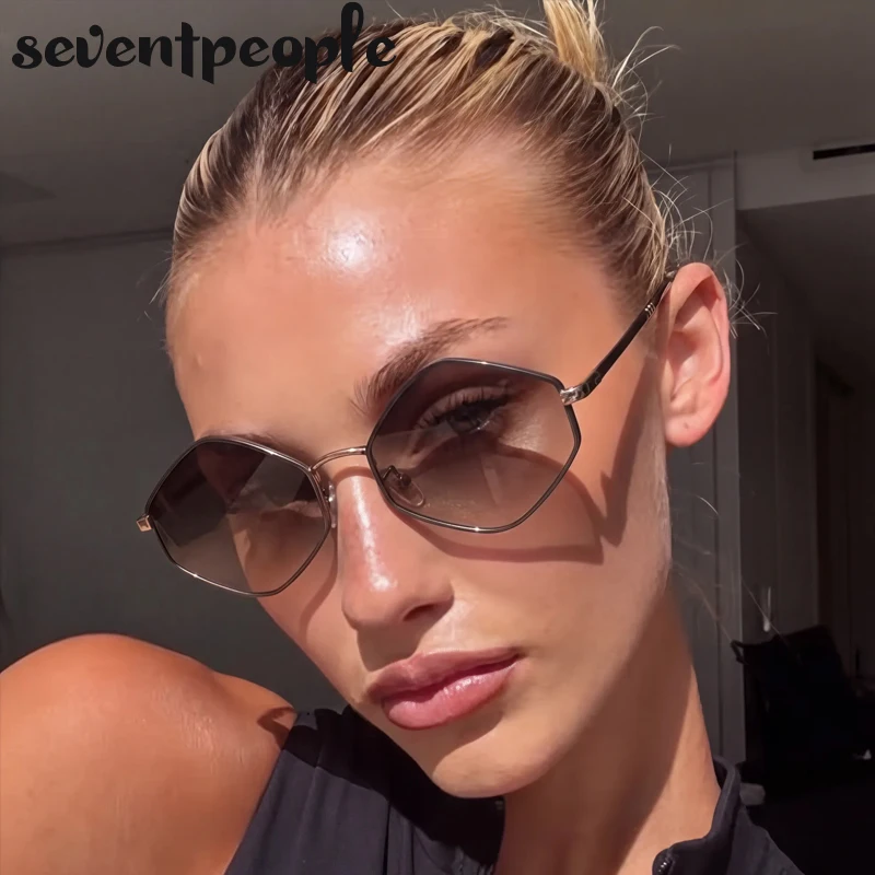 Lunettes de soleil hexagonales à petite monture pour femme, style punk, marque de luxe 2026, classiques steampunk, polygone, pour dames, protection solaire vintage