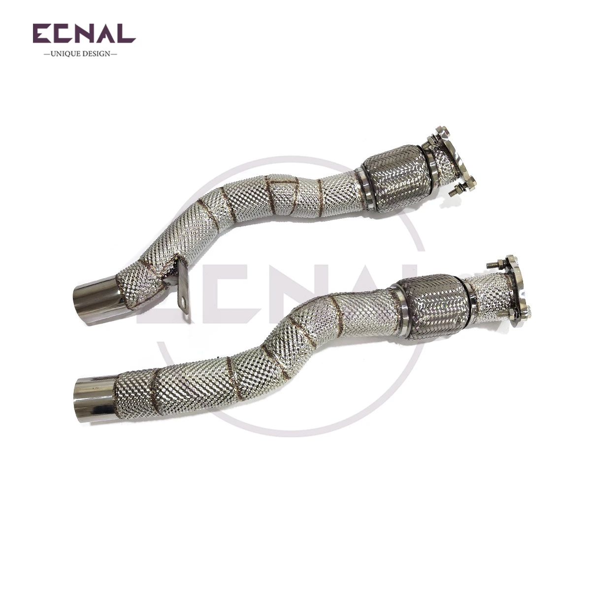 

Ecnal Exhaust Front Pipe with Heat Shield SS304 Car Sport Exhaust System for Porsche Cayenne 958.2 3.0T 3.6T 4.8T 2014-2017