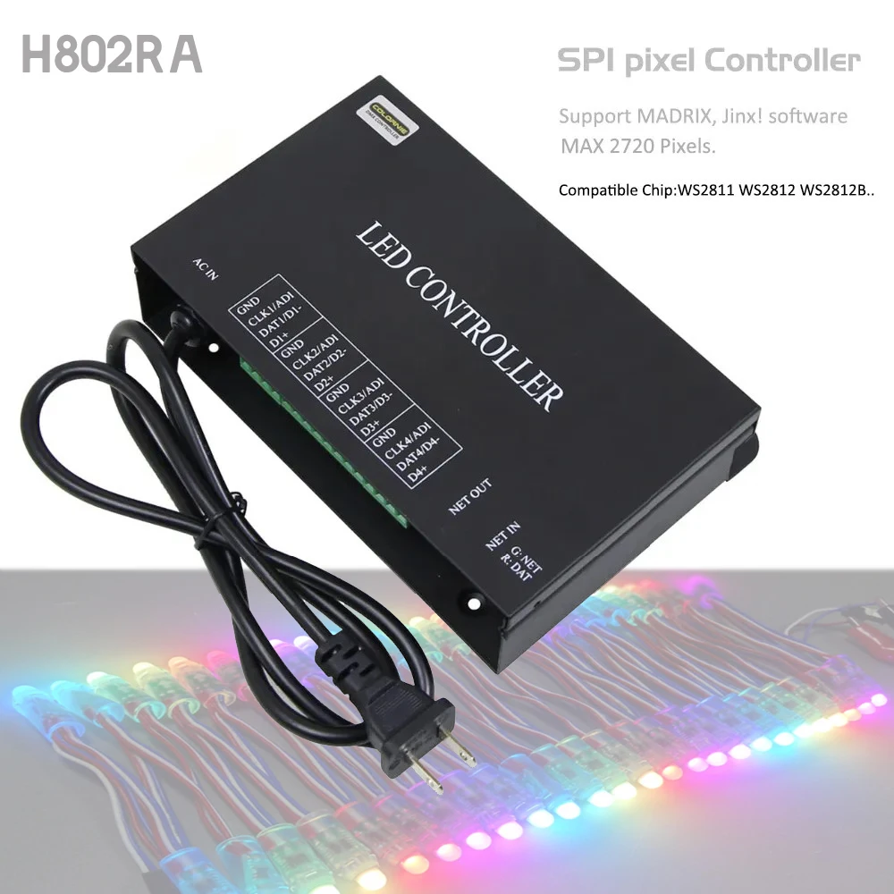 H802RA Artnet To SPI Pixel Controller 4 Ports 4096 Pixels With WS2801 WS2811 WS2812 WS2815 Support MADRIX / Jinx!