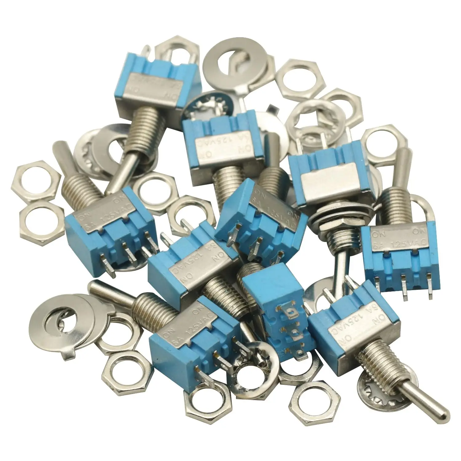 10pcs Mini Spdt Toggle Switch,Spdt Switch Mini MTS-102 3-Pin SPDT ON-ON 6A 125VAC Toggle Switches
