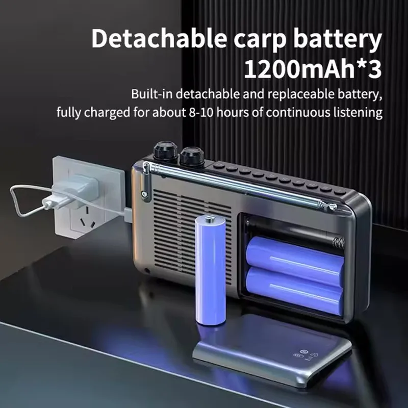 Portable 4.3 Inch LCD Screen Radio Speaker Multi-Band HF Built-In Rechargeable Battery FM Bluetooth USB MP3 AM FM Speakers Radio