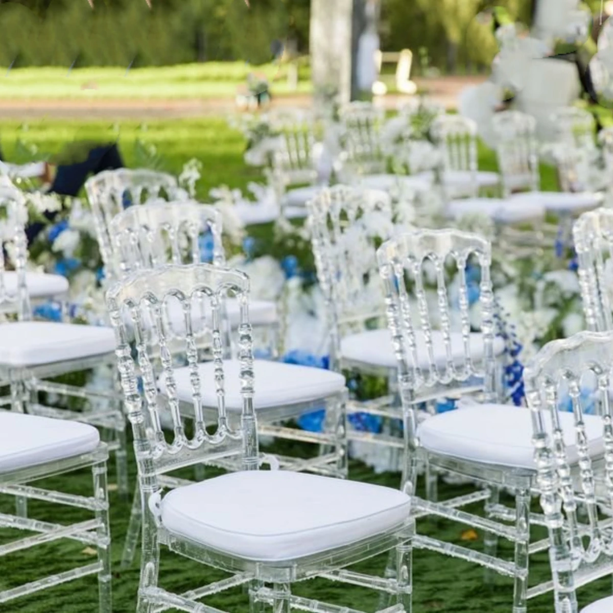 Silla apilable de resina de plástico transparente para restaurante, silla de cristal acrílico para boda, para exteriores, diseño elegante y