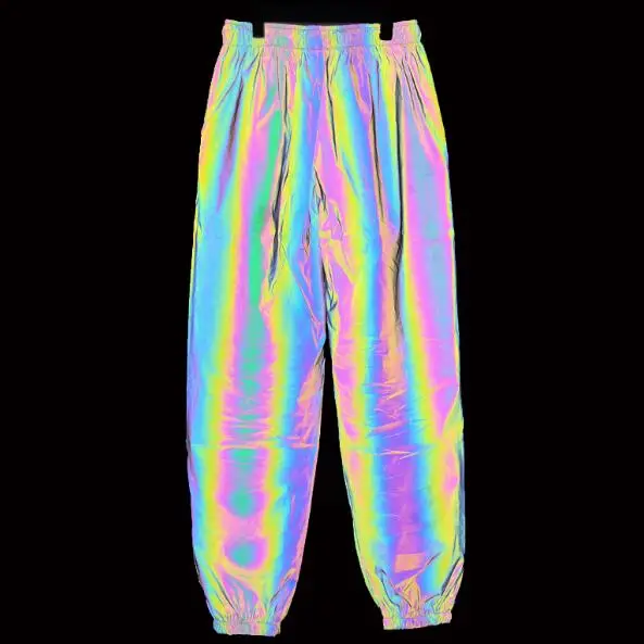 

Multicolor Reflective Pants Long Trouser Holographic Nightclub DJ Dance Hip-hop Men Young Spring