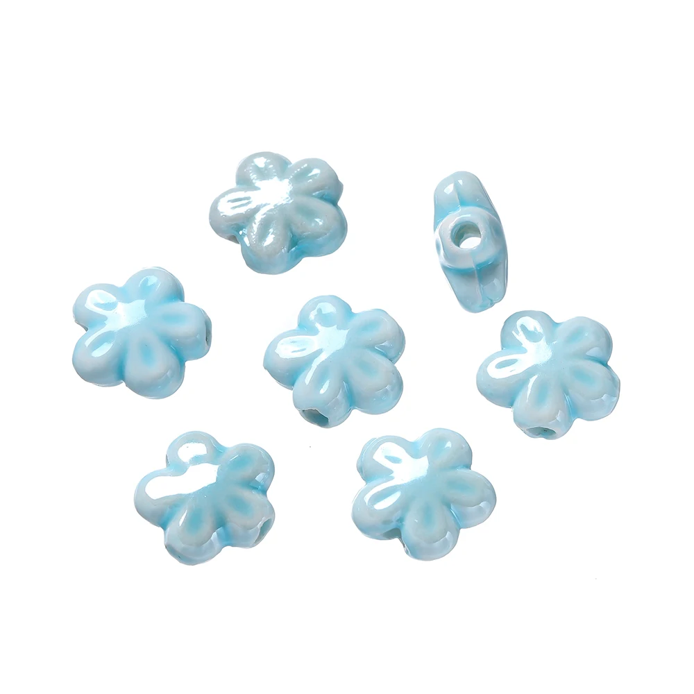 10 stuks gekleurde keramische bloemvormige kralen spacer losse kralen voor doe-het-zelf telefoonkettingen kettingen oorbellen sieraden maken accessoires