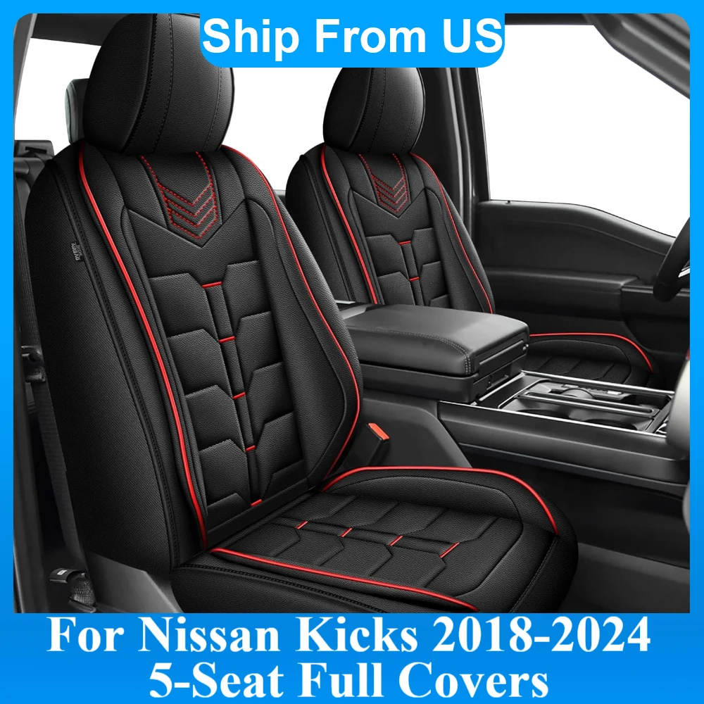 

5-Seats PU Leather Car Seat Covers Set For Nissan Kicks 2018-2024 Front Rear Seat Cushion Cover Case Anti-scratch Protection