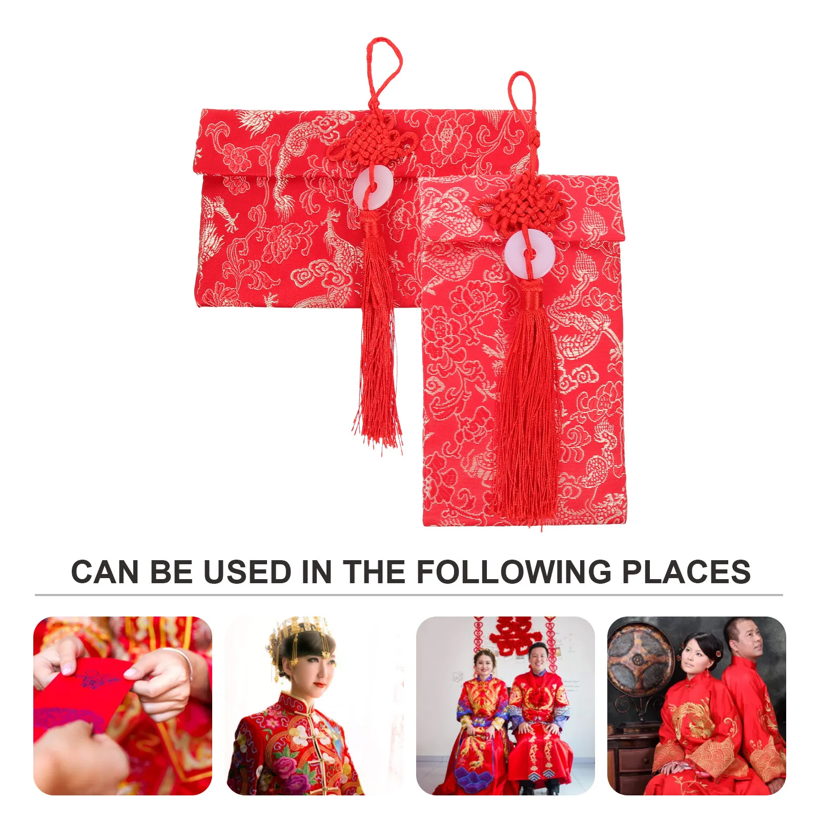 

2Pcs Cloth Red Envelopes Red Packet Fine Pattern Lucky Money Bag Wedding Spring Festival New Year Gift Spring Festival Gift