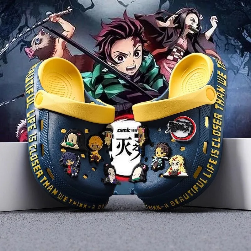 

New Demon Slayer Tanjiro Nezuko Zenitsu Boys Summer Slippers Cute Animation Peripheral Home Non-Slip Soft Soled Sandals Gift